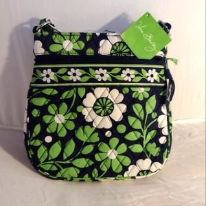 Vera Bradley "Lucky You" Crossbody Bag in Rich Greens and Whites